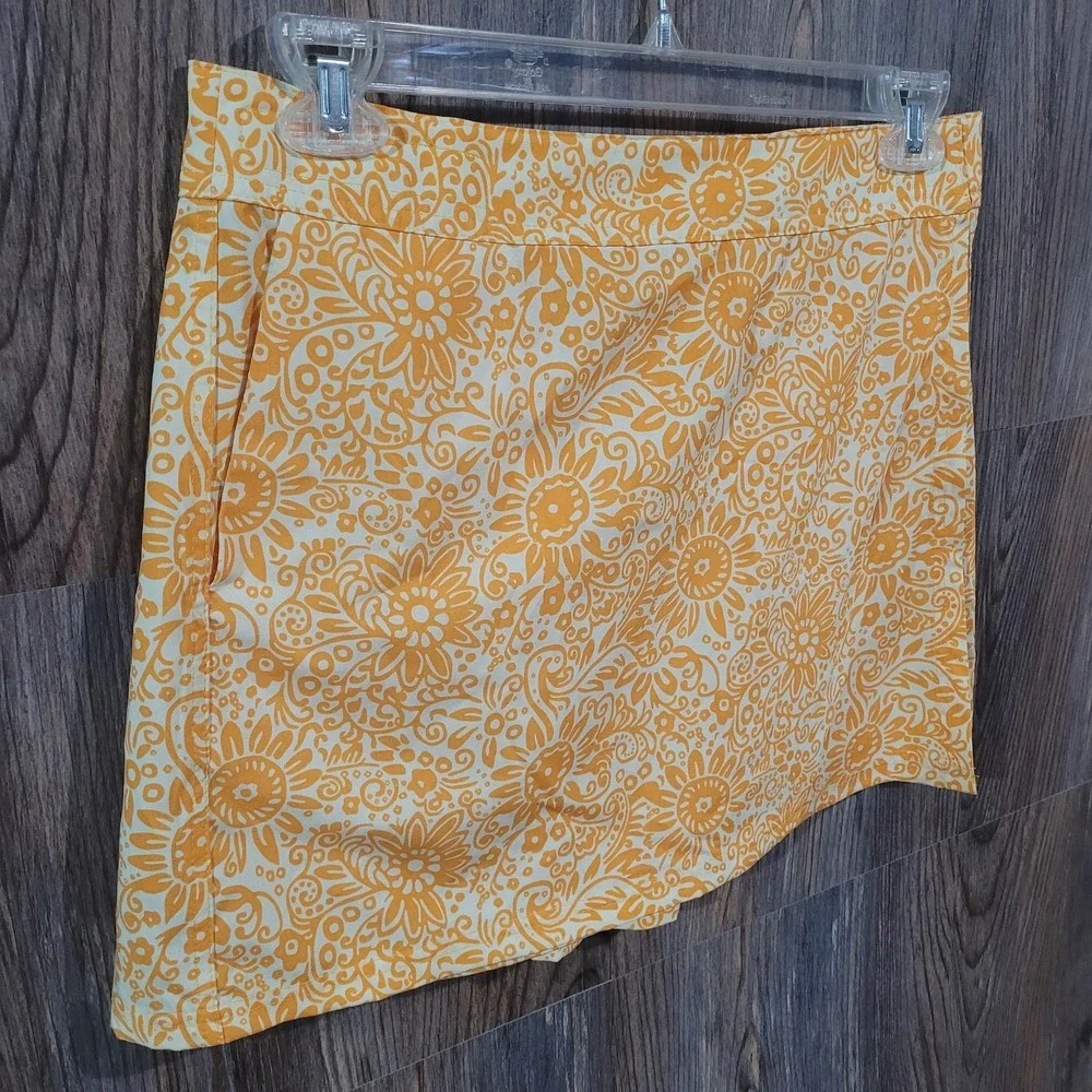 Rip Skirt Hawaii Size Medium Skirt Length #1 Yellow Floral Beach Surf Quick-Dry
